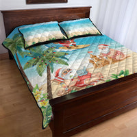 Tropical Christmas Funny Santa Quilt Bed Set Beach Vacation