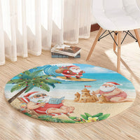 Tropical Christmas Funny Santa Round Carpet Beach Vacation