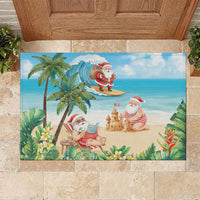 Tropical Christmas Funny Santa Rubber Doormat Beach Vacation
