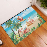 Tropical Christmas Funny Santa Rubber Doormat Beach Vacation