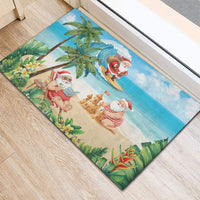 Tropical Christmas Funny Santa Rubber Doormat Beach Vacation