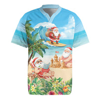 Tropical Christmas Funny Santa Rugby Jersey Beach Vacation