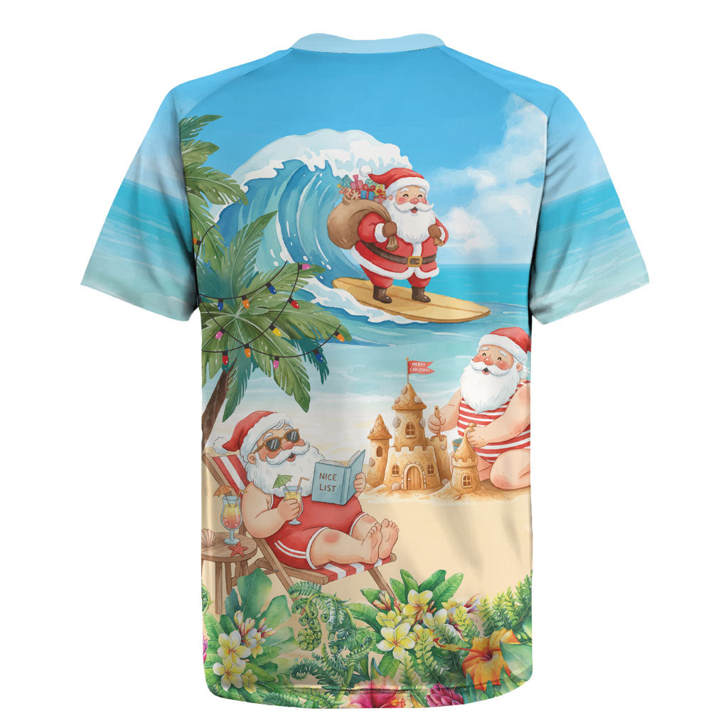 Tropical Christmas Funny Santa Rugby Jersey Beach Vacation