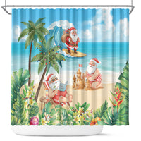 Tropical Christmas Funny Santa Shower Curtain Beach Vacation