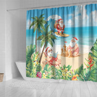 Tropical Christmas Funny Santa Shower Curtain Beach Vacation