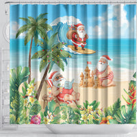 Tropical Christmas Funny Santa Shower Curtain Beach Vacation