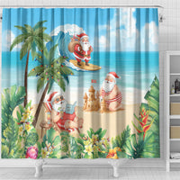 Tropical Christmas Funny Santa Shower Curtain Beach Vacation