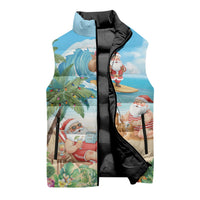 Tropical Christmas Funny Santa Sleeveless Puffer Jacket Beach Vacation
