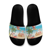 Tropical Christmas Funny Santa Slide Sandals Beach Vacation