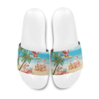 Tropical Christmas Funny Santa Slide Sandals Beach Vacation
