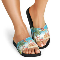 Tropical Christmas Funny Santa Slide Sandals Beach Vacation