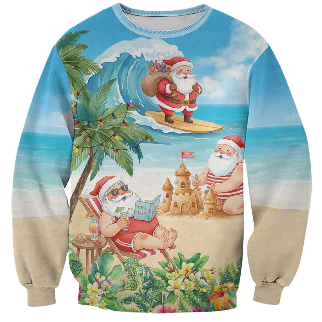 Tropical Christmas Funny Santa Sweatshirt Beach Vacation