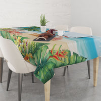 Tropical Christmas Funny Santa Tablecloth Beach Vacation