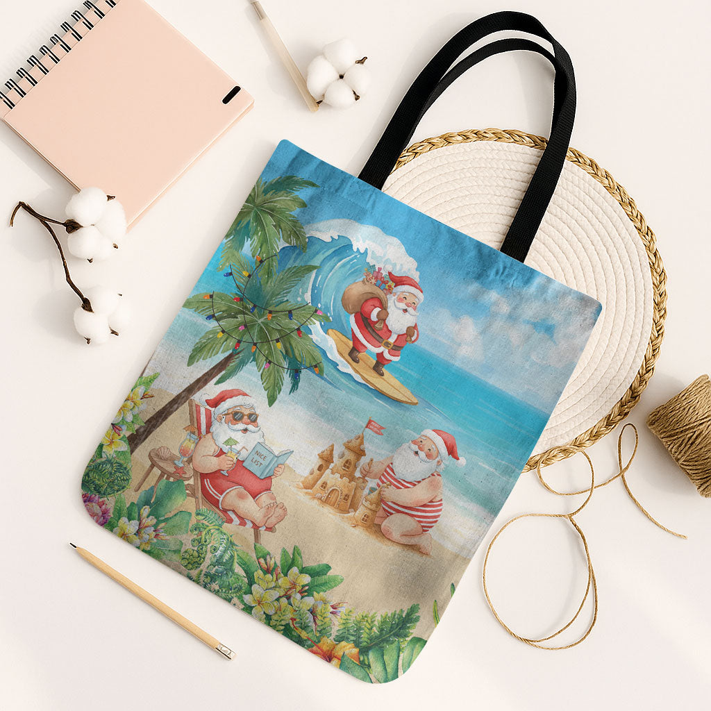 Tropical Christmas Funny Santa Tote Bag Beach Vacation LT7 Black Strap One Size Multicolor - Polynesian Pride