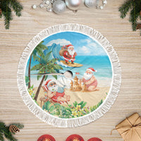 Tropical Christmas Funny Santa Tree Skirt Beach Vacation