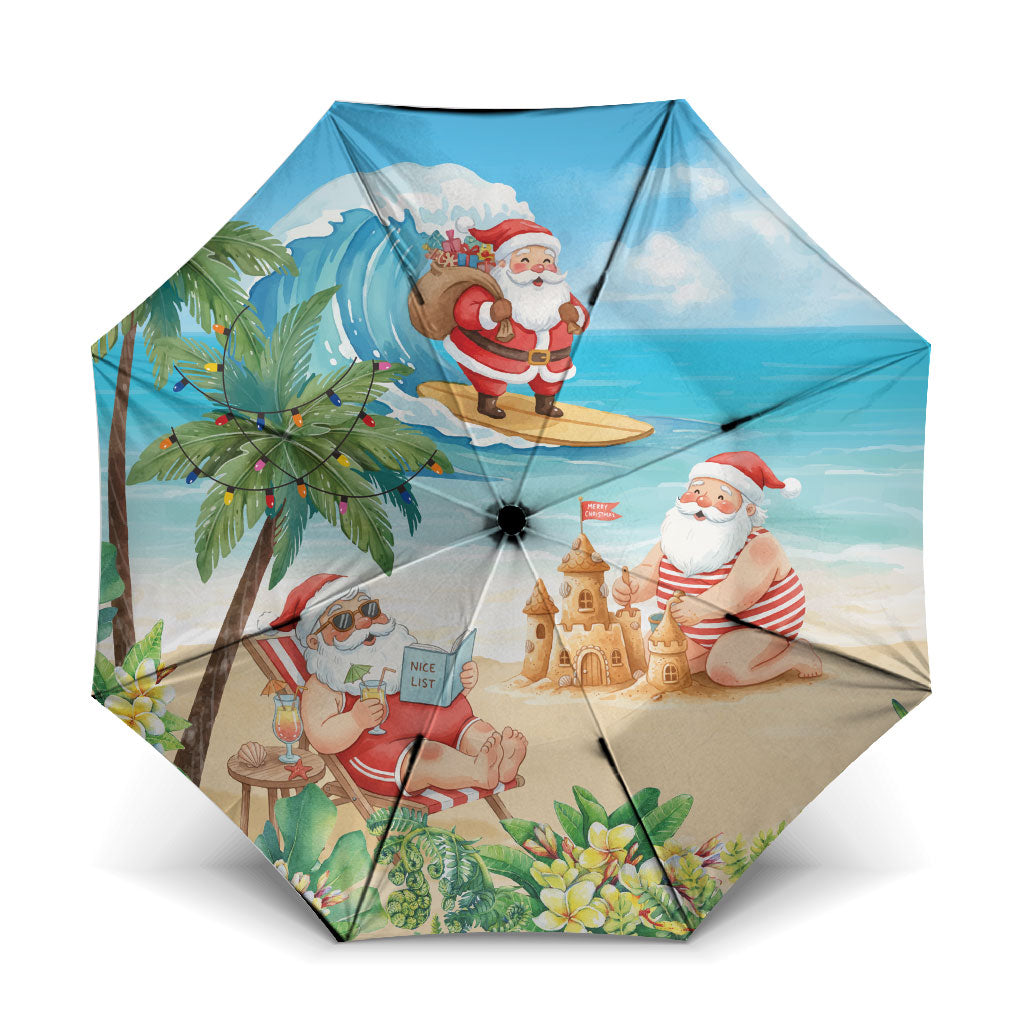 Tropical Christmas Funny Santa Umbrella Beach Vacation