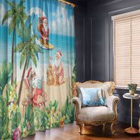 Tropical Christmas Funny Santa Window Curtain Beach Vacation