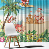 Tropical Christmas Funny Santa Window Curtain Beach Vacation