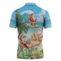 Tropical Christmas Funny Santa Zipper Polo Shirt Beach Vacation LT7 - Polynesian Pride