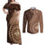 Papua New Guinea Oro Tapa Motif Couples Matching Off Shoulder Maxi Dress and Long Sleeve Button Shirt Classic