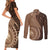 Papua New Guinea Oro Tapa Motif Couples Matching Short Sleeve Bodycon Dress and Long Sleeve Button Shirt Classic