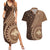 Papua New Guinea Oro Tapa Motif Couples Matching Summer Maxi Dress and Hawaiian Shirt Classic