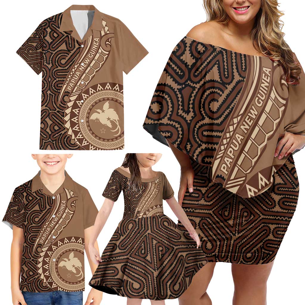 Papua New Guinea Oro Tapa Motif Family Matching Off Shoulder Short Dress and Hawaiian Shirt Classic