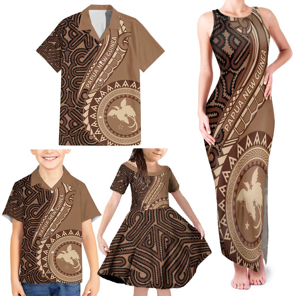 Papua New Guinea Oro Tapa Motif Family Matching Tank Maxi Dress and Hawaiian Shirt Classic