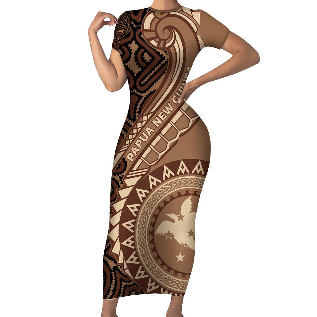 Papua New Guinea Oro Tapa Motif Short Sleeve Bodycon Dress Classic