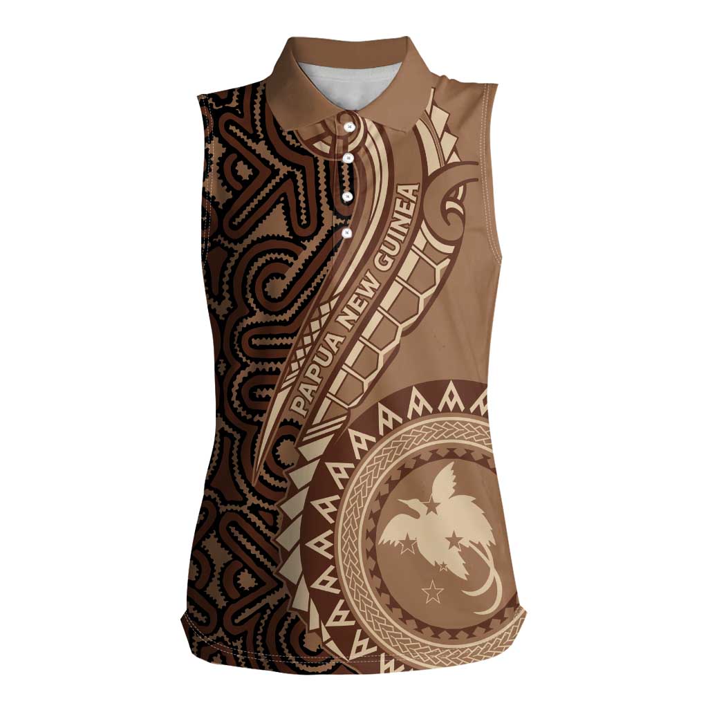 Papua New Guinea Oro Tapa Motif Women Sleeveless Polo Shirt Classic