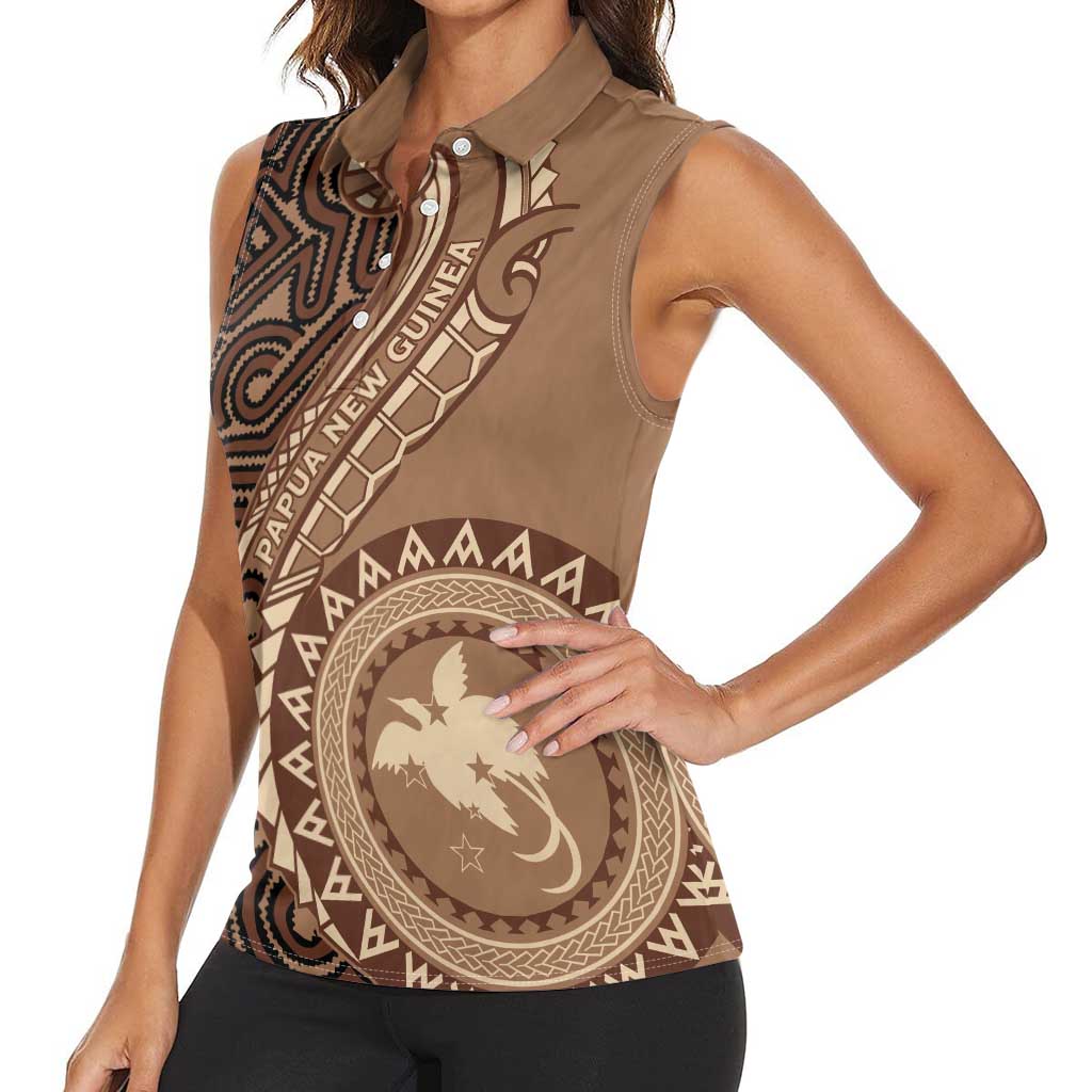 Papua New Guinea Oro Tapa Motif Women Sleeveless Polo Shirt Classic