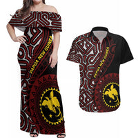 Papua New Guinea Oro Tapa Motif Couples Matching Off Shoulder Maxi Dress and Hawaiian Shirt Special LT7 Black - Polynesian Pride