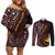 Papua New Guinea Oro Tapa Motif Couples Matching Off Shoulder Short Dress and Long Sleeve Button Shirt Special