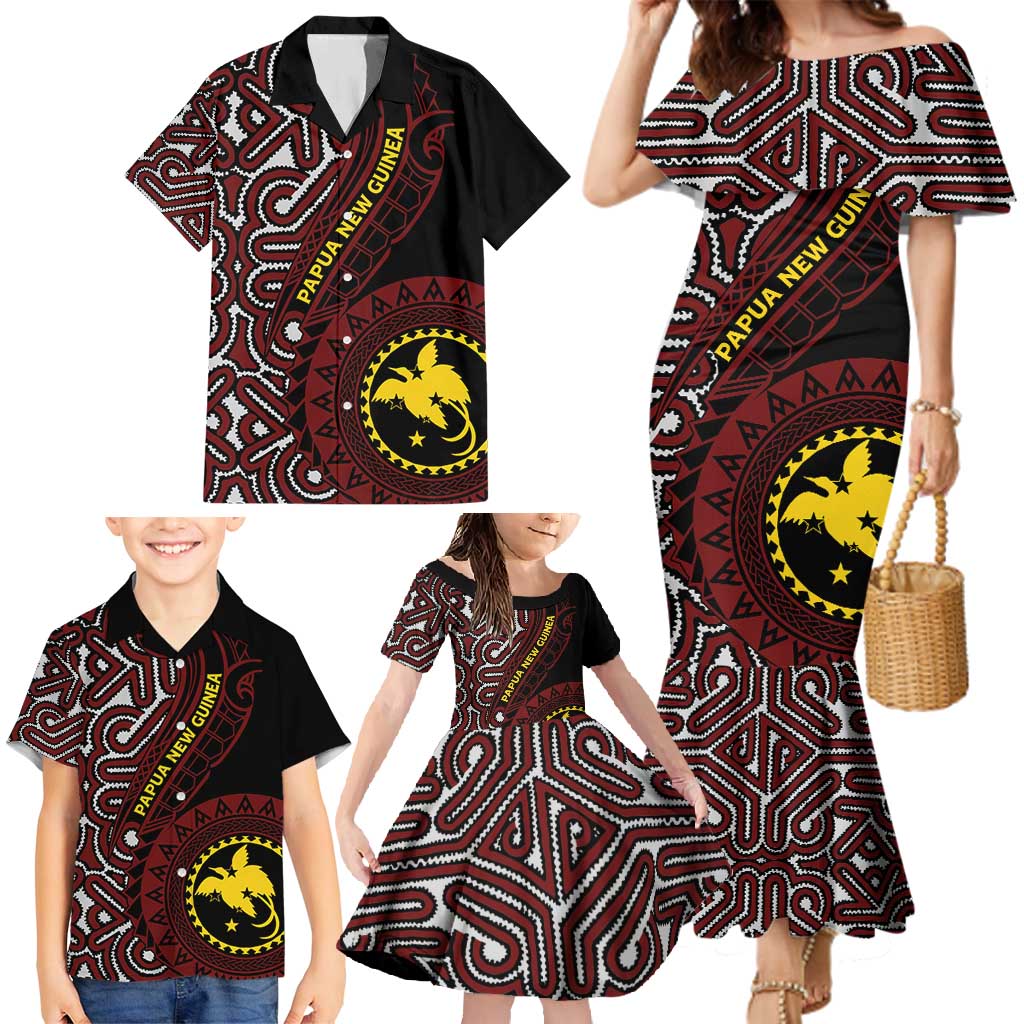 Papua New Guinea Oro Tapa Motif Family Matching Mermaid Dress and Hawaiian Shirt Special