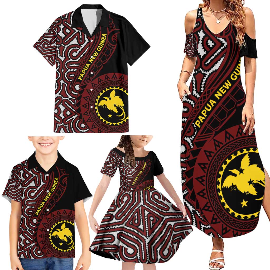 Papua New Guinea Oro Tapa Motif Family Matching Summer Maxi Dress and Hawaiian Shirt Special