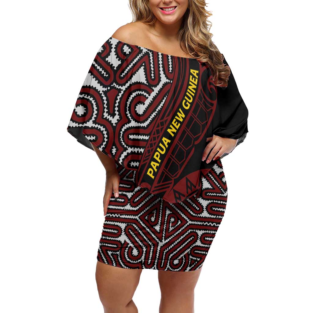 Papua New Guinea Oro Tapa Motif Off Shoulder Short Dress Special