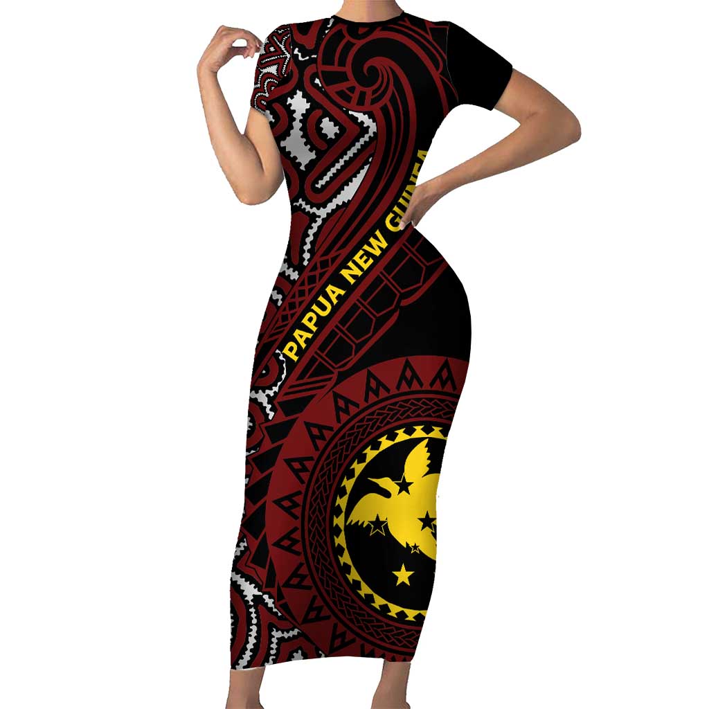 Papua New Guinea Oro Tapa Motif Short Sleeve Bodycon Dress Special