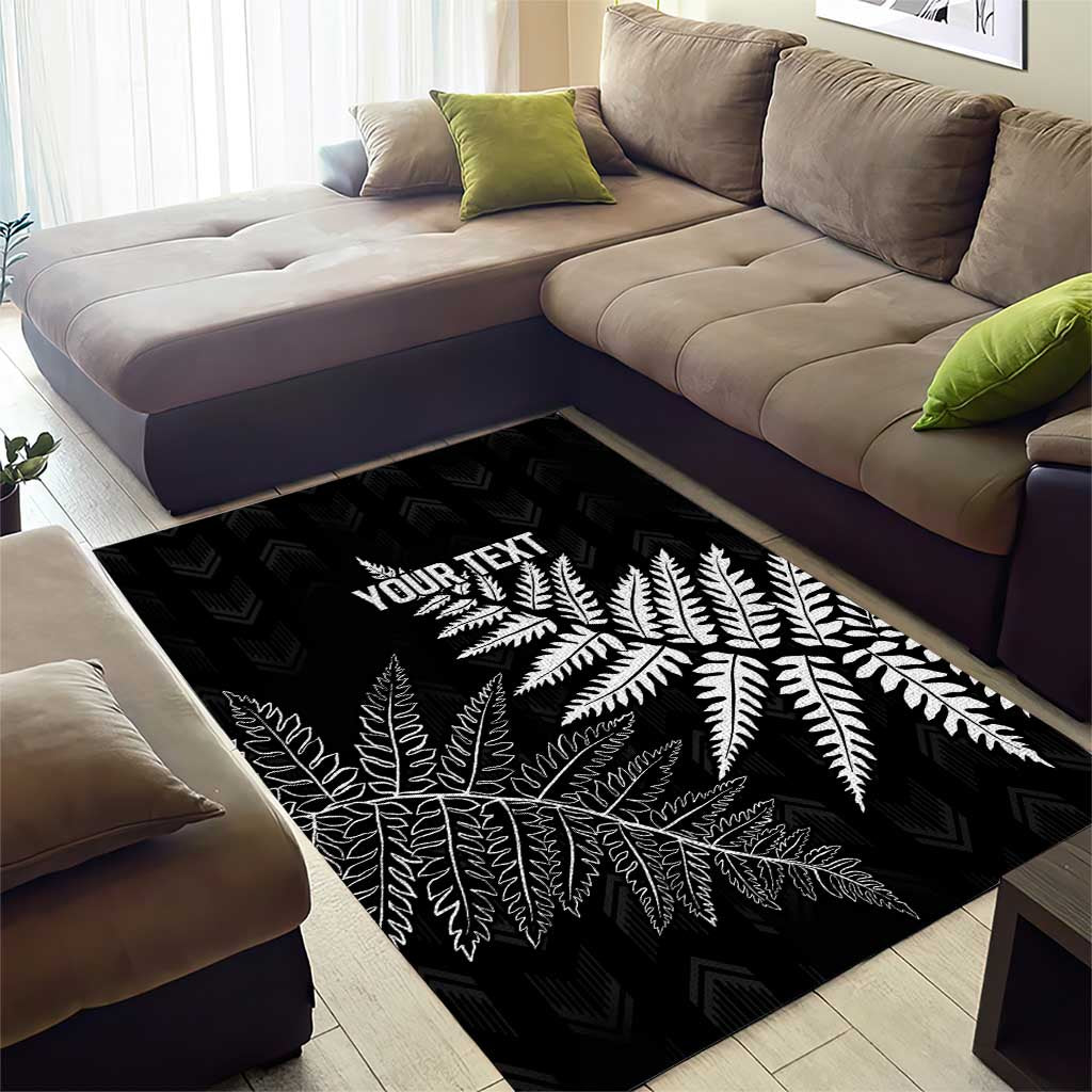 New Zealand Lawn Bowls Personalized Area Rug Wrap-Around Silver Fern - Polynesian Pride