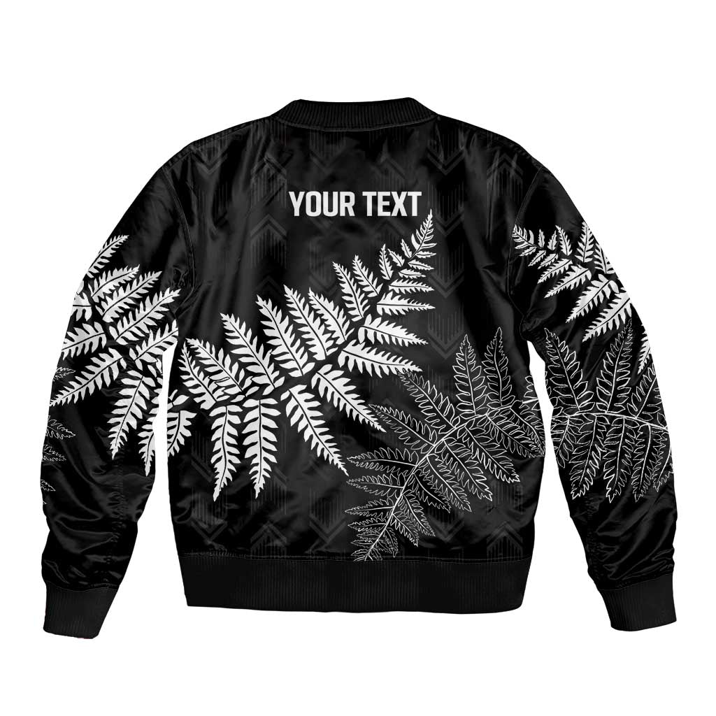 New Zealand Lawn Bowls Personalized Bomber Jacket Wrap-Around Silver Fern - Polynesian Pride