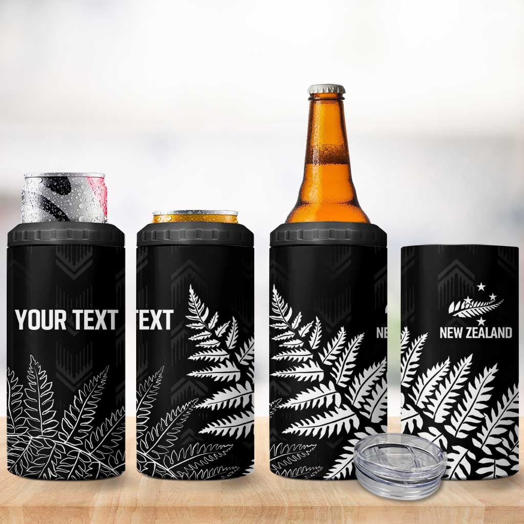 New Zealand Lawn Bowls Personalized 4 in 1 Can Cooler Tumbler Wrap-Around Silver Fern - Polynesian Pride