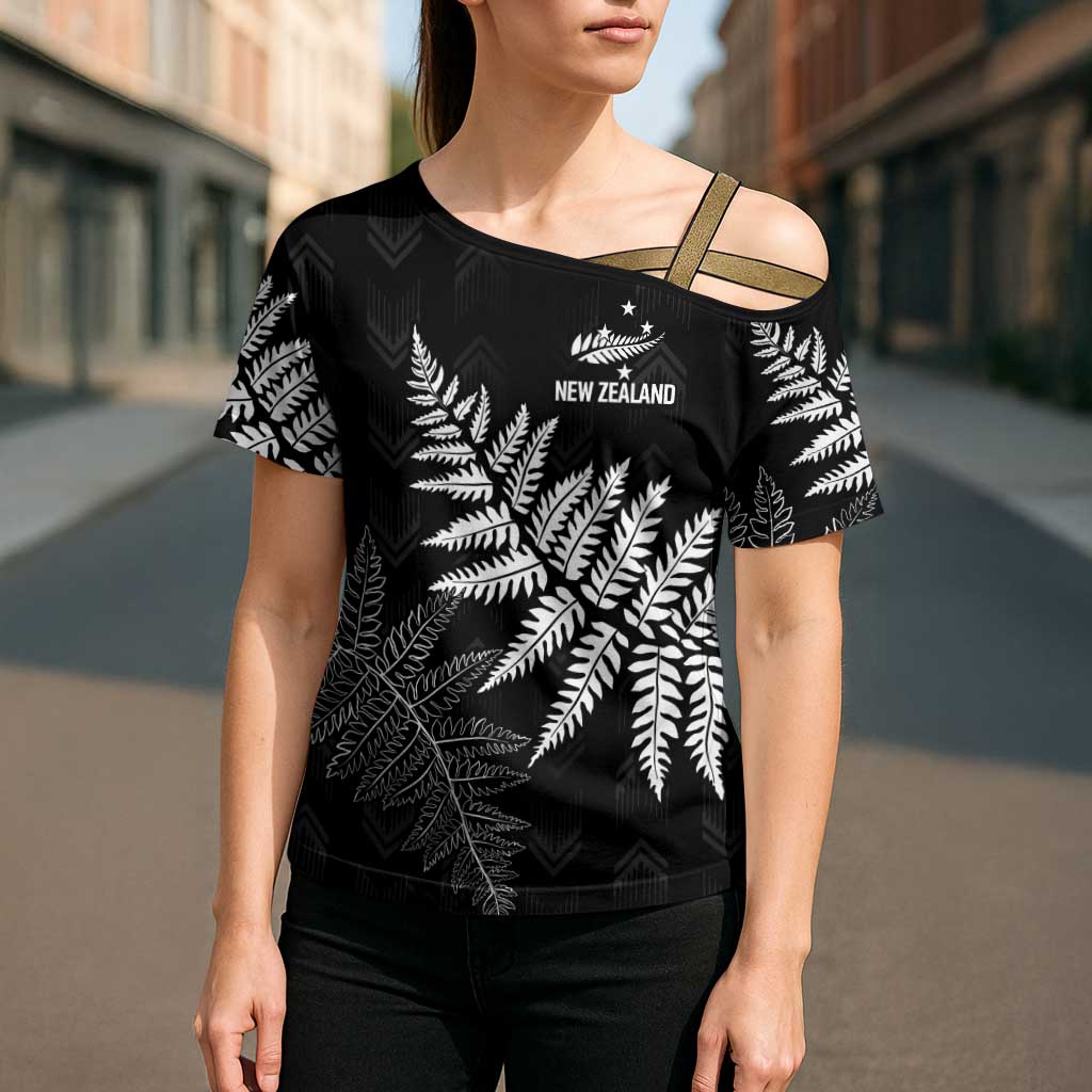 New Zealand Lawn Bowls Personalized Cross Shoulder Shirt Wrap-Around Silver Fern - Polynesian Pride