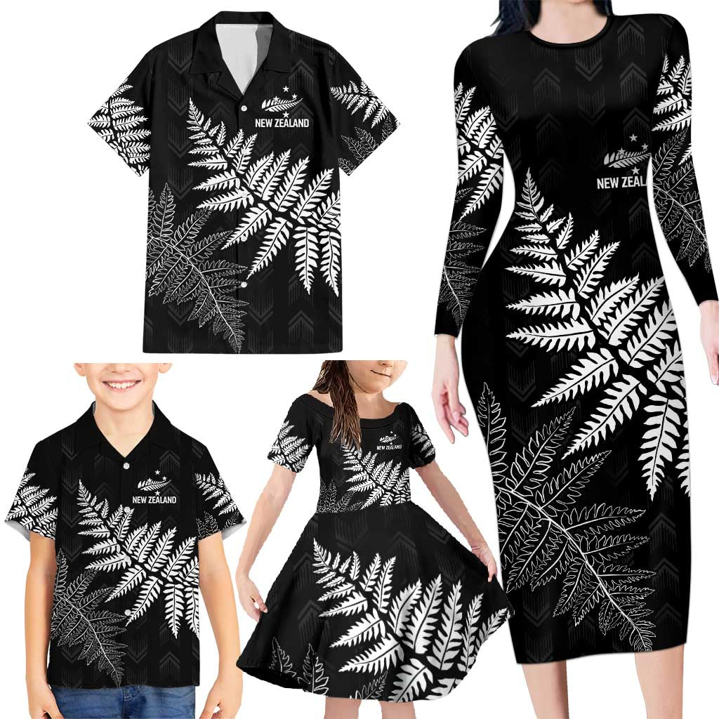 New Zealand Lawn Bowls Personalized Family Matching Long Sleeve Bodycon Dress and Hawaiian Shirt Wrap-Around Silver Fern - Polynesian Pride