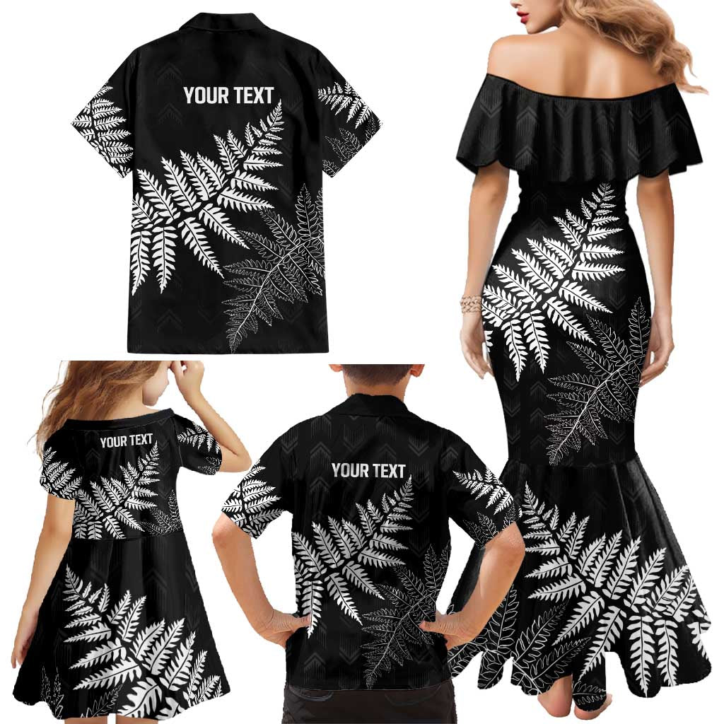New Zealand Lawn Bowls Personalized Family Matching Mermaid Dress and Hawaiian Shirt Wrap-Around Silver Fern - Polynesian Pride