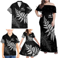 New Zealand Lawn Bowls Personalized Family Matching Off Shoulder Maxi Dress and Hawaiian Shirt Wrap-Around Silver Fern - Polynesian Pride