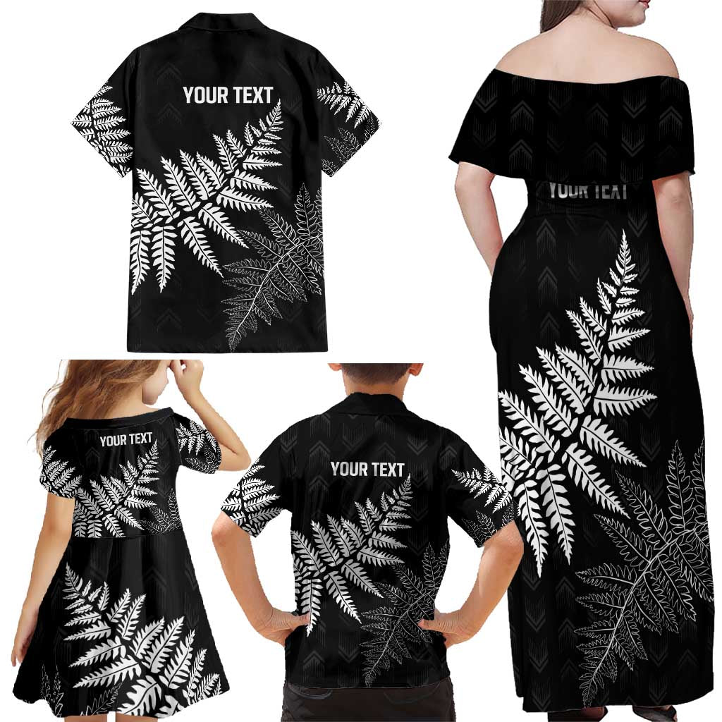 New Zealand Lawn Bowls Personalized Family Matching Off Shoulder Maxi Dress and Hawaiian Shirt Wrap-Around Silver Fern - Polynesian Pride