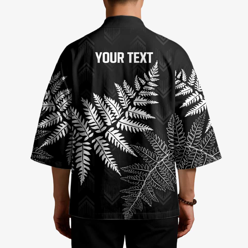New Zealand Lawn Bowls Personalized Kimono Wrap-Around Silver Fern - Polynesian Pride
