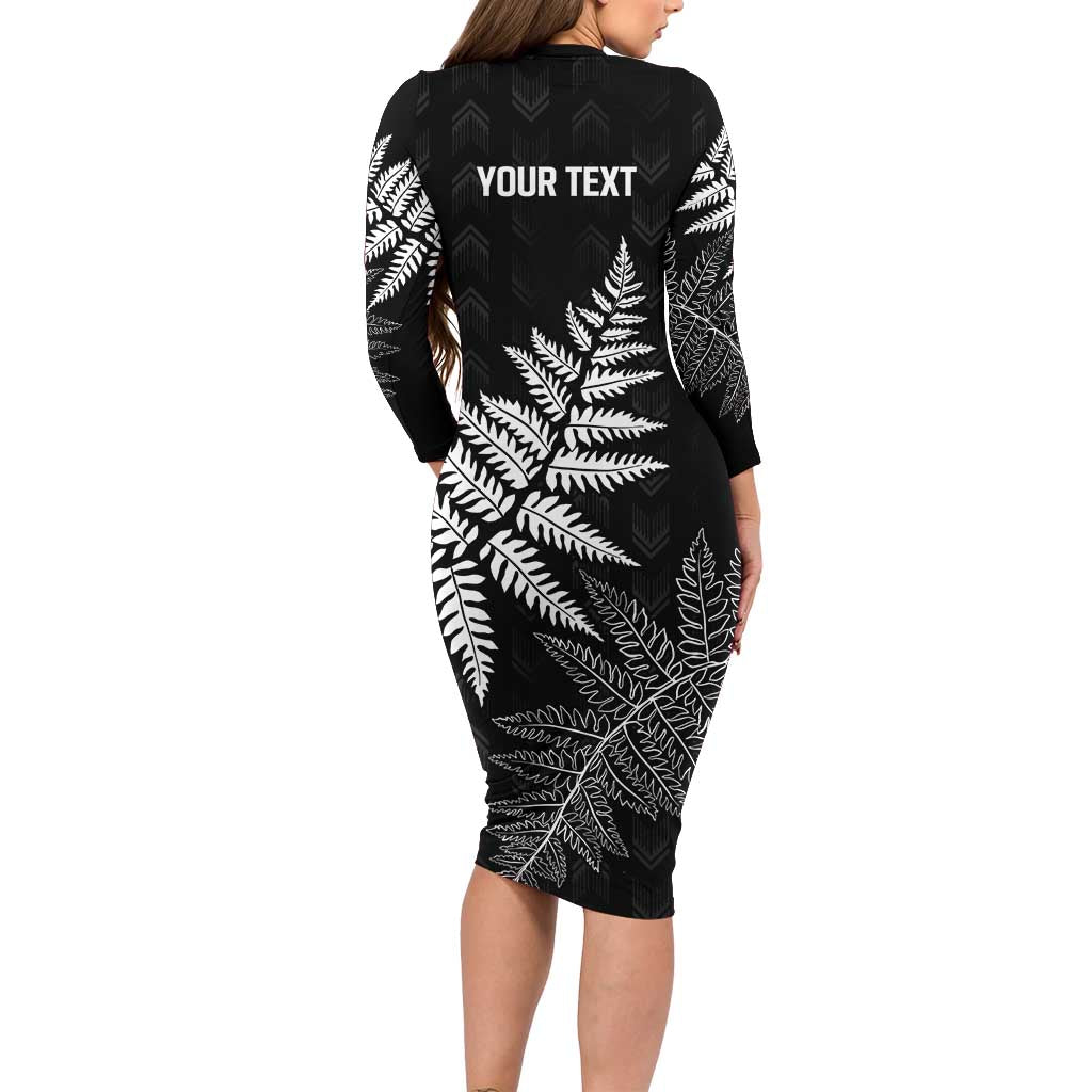 New Zealand Lawn Bowls Personalized Long Sleeve Bodycon Dress Wrap-Around Silver Fern - Polynesian Pride