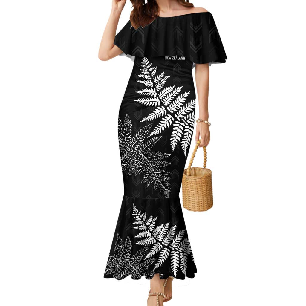 New Zealand Lawn Bowls Personalized Mermaid Dress Wrap-Around Silver Fern - Polynesian Pride