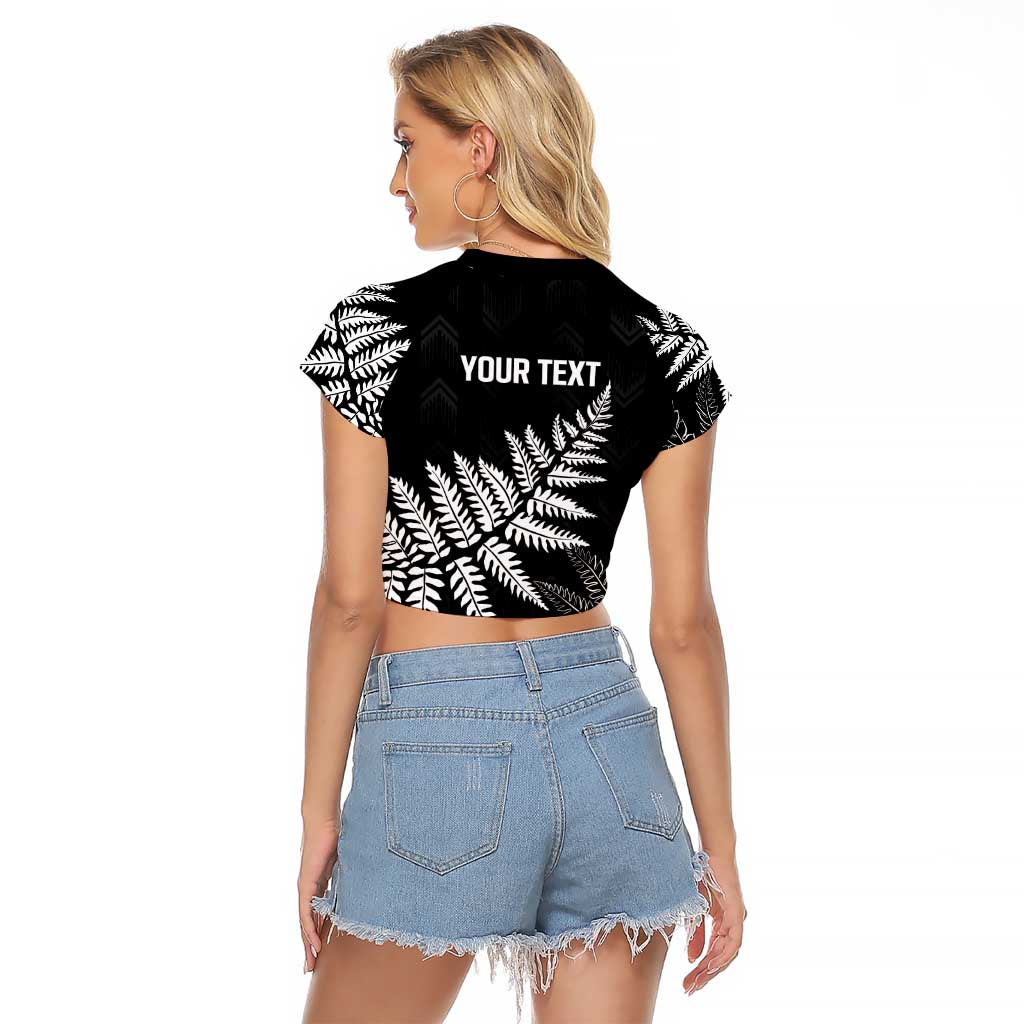 New Zealand Lawn Bowls Personalized Raglan Cropped T Shirt Wrap-Around Silver Fern - Polynesian Pride