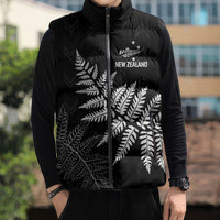 New Zealand Lawn Bowls Personalized Sleeveless Puffer Jacket Wrap-Around Silver Fern - Polynesian Pride
